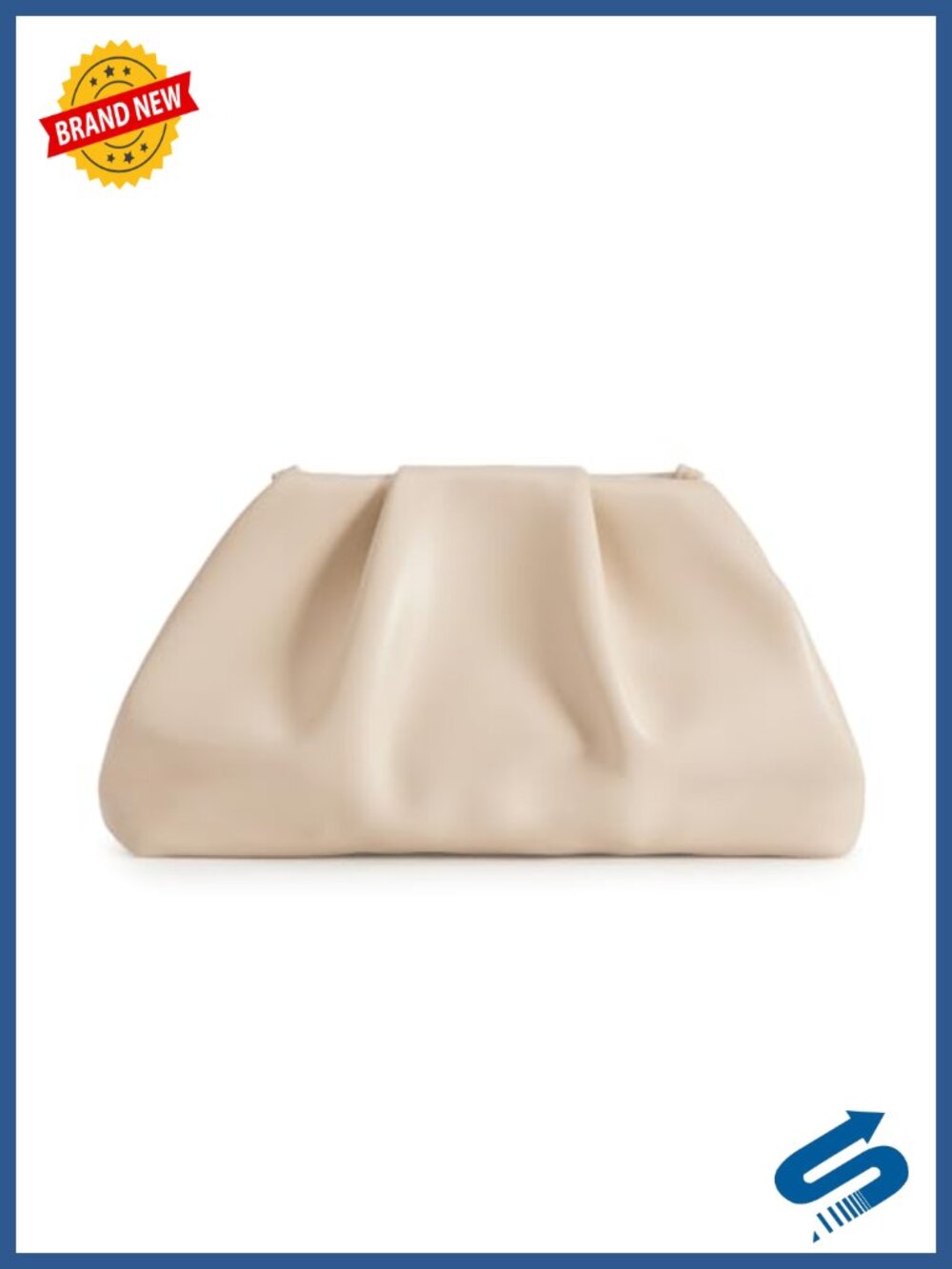 Pleated Vegan Leather Evening Clutch with Chain Strap Crossbody Bag